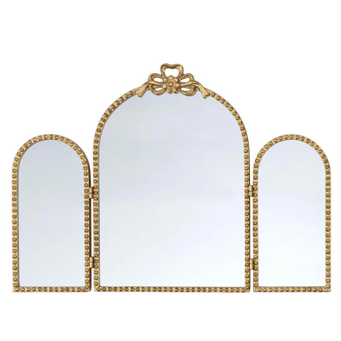 Specchio Tris ad Arco Dorato con Fiocco Nodo d'Amore Blanc Mariclò