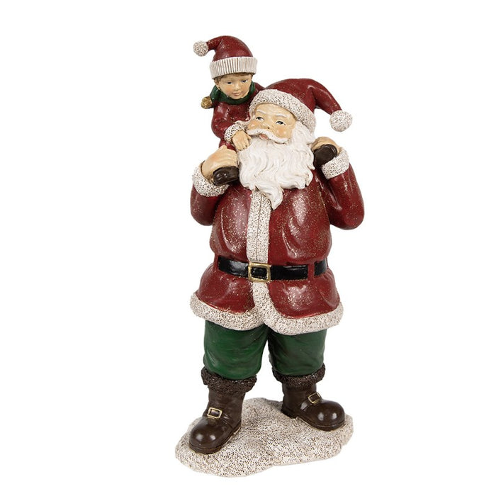 Santa Claus with child on his shoulders statue -Clayre &amp; eef