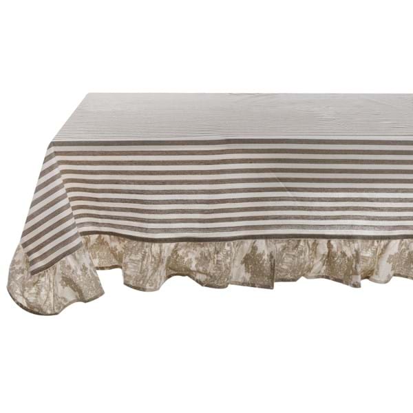 Tovaglia a Righe Naturale 160x200 cm in Cotone – Blanc Mariclò