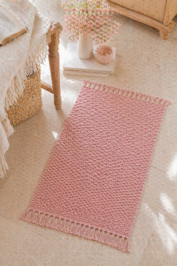 Tappeto Blanc Mariclò cotone con frange 50x80 cm