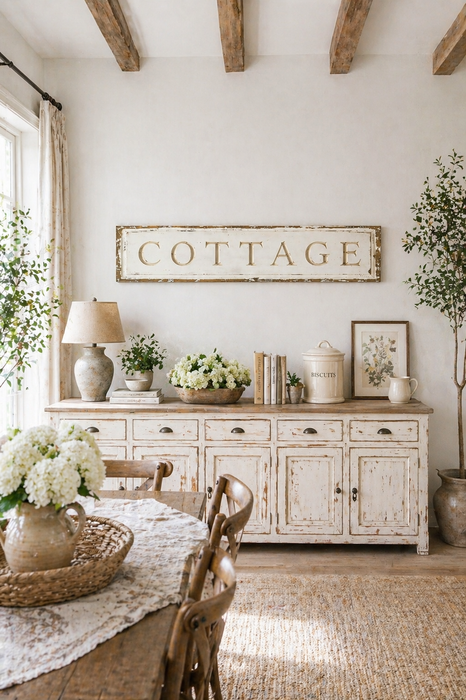 Targa in Legno “Cottage” 101 cm Stile Dark Cottage Anticato