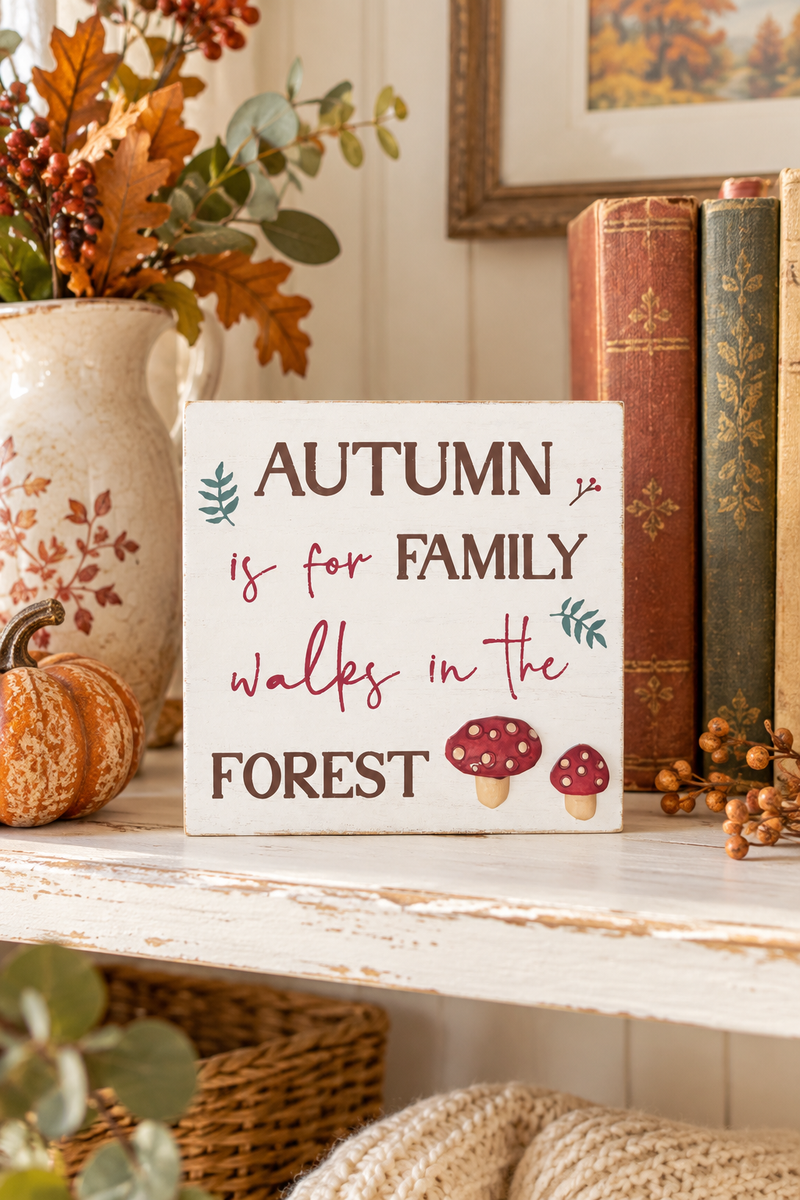 Autumn wooden sign 12x12x2