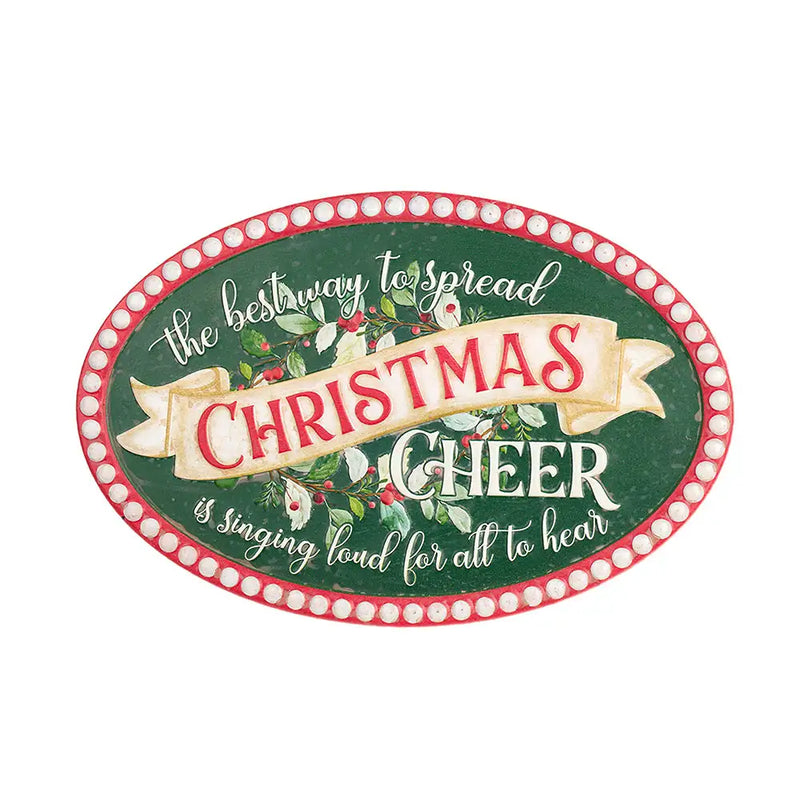 Targa Natalizia Christmas Cheer in Metallo Vintage – Nuvole di Stoffa 49,5 x 32,5 cm