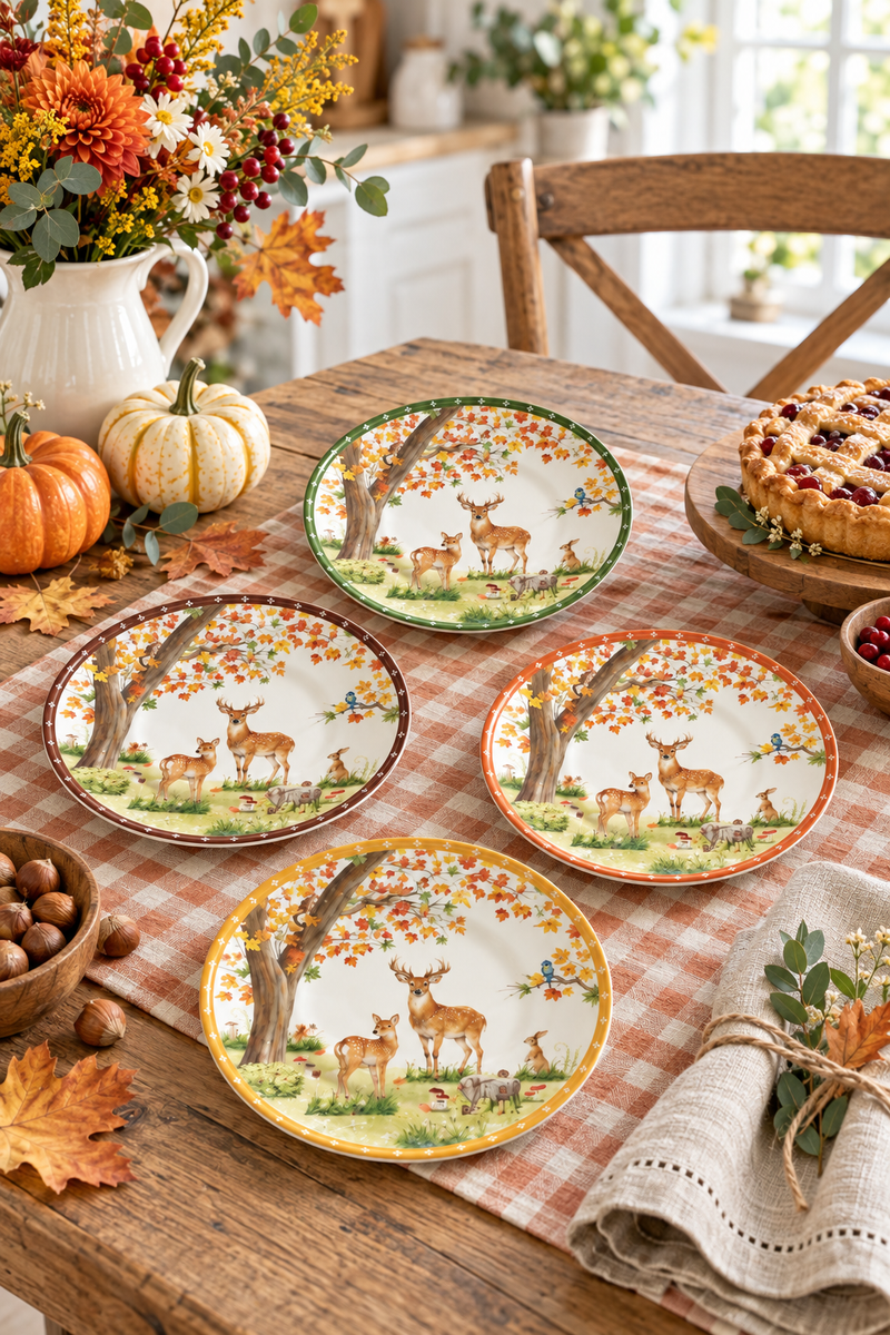 Set 4 Piatti Dessert in Porcellana Ø 19 cm Easy Life Fairy Forest
