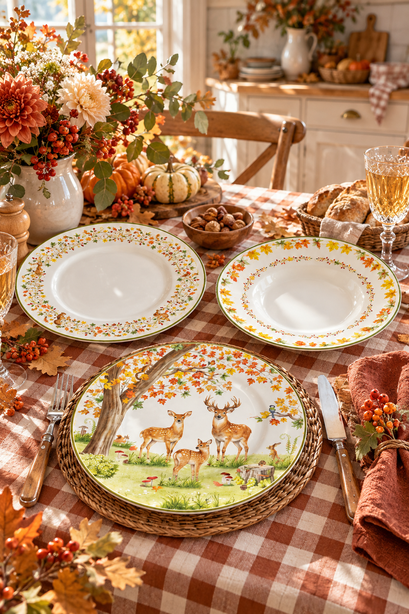 Servizio Piatti 18 Pezzi in Porcellana per 6 Persone Easy Life Fairy Forest