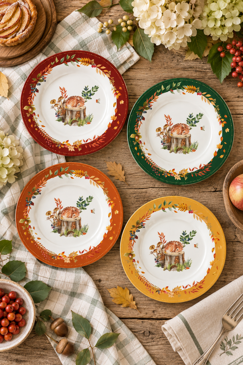 Set 4 Piatti Dessert Forest Dream in Porcellana Ø 19 cm – Easy Life