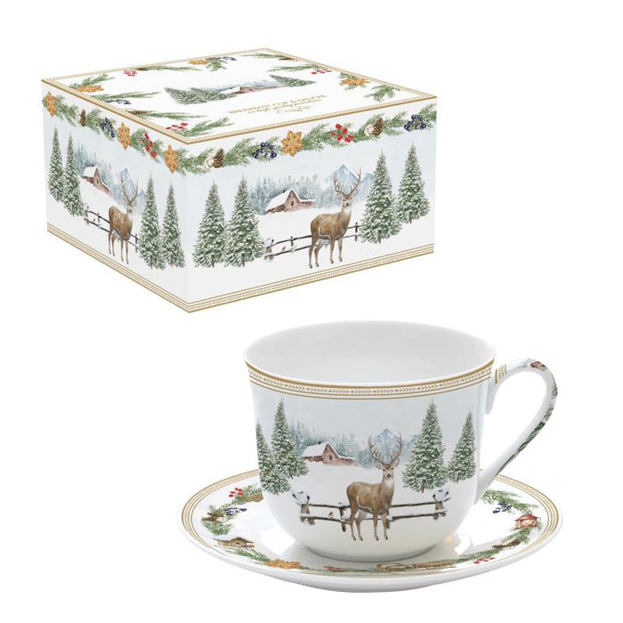 Tazza con piattino 400 ml  White Forest -Easy life