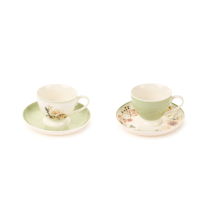 Tasse et soucoupe en tissu Motif nuages ​​pour jardin fleuri