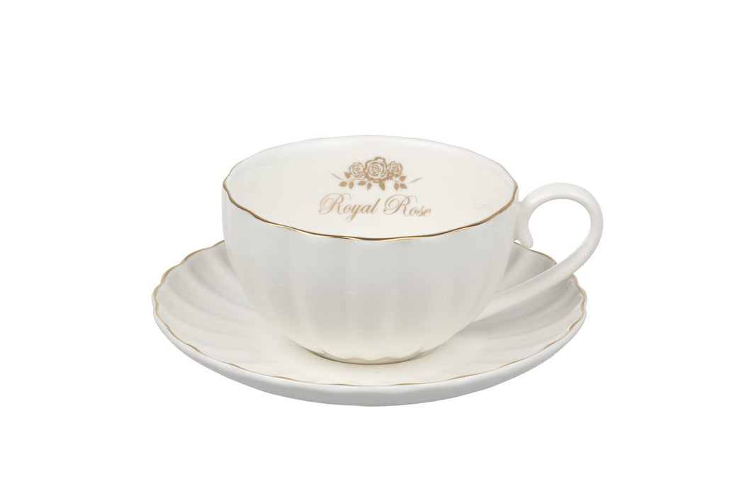 Tazza con piattino Royal Rose bianco -Isabelle Rose