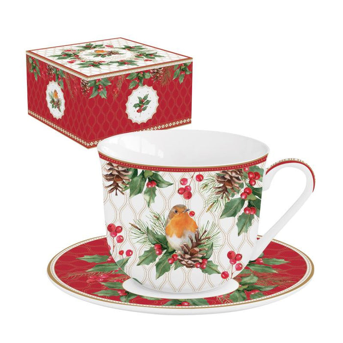 Tazza con piattino natalizio Christmas Berries -Easy life