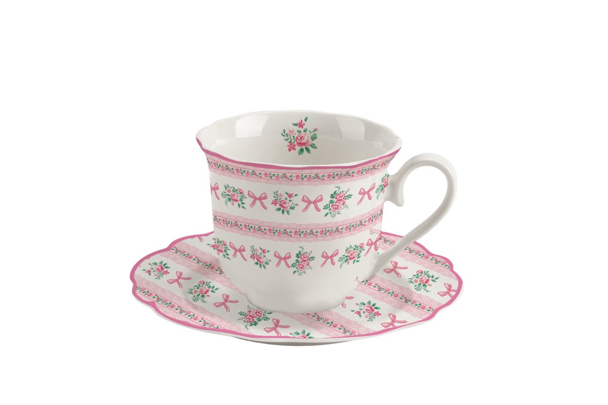 Tazza con Piattino in Porcellana 300 ml – Ribbon Isabelle Rose