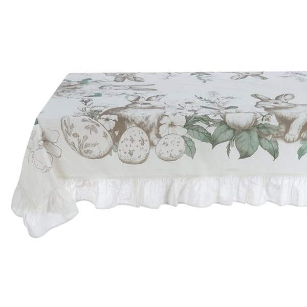 Tablecloth with decoration Le jardin des Lapins 180 x 260 cm - Blanc Mariclò