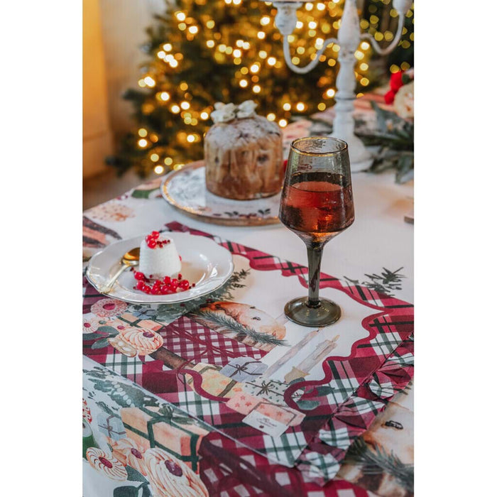 Set of 2 Christmas placemats in cotton with "La patisserie" biscuits - Blanc Mariclò