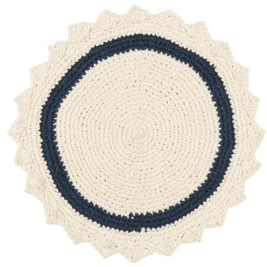 Set de table en dentelle au crochet avec bordure bleue - Ib laursen