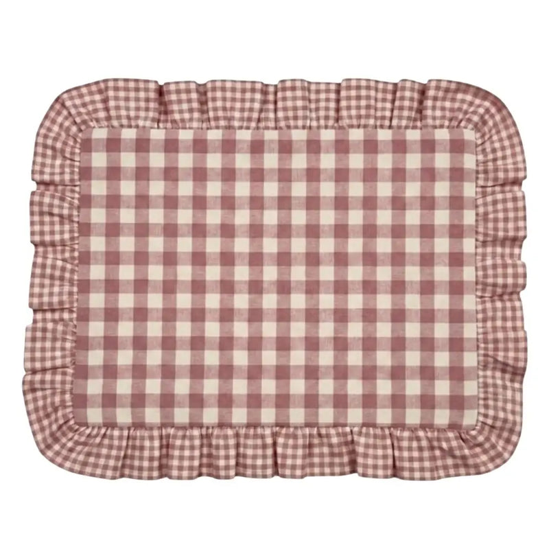 Tovaglietta Americana Vichy Rosa Antico con Balza