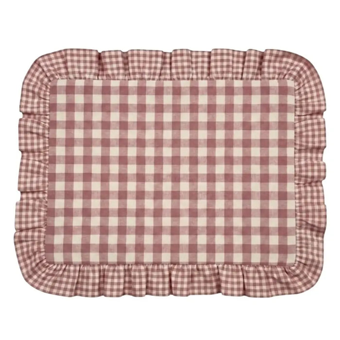 Tovaglietta Americana Vichy Rosa Antico con Balza
