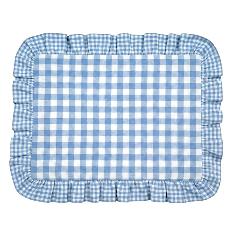 Tovaglietta Americana Vichy Azzurra con Balza