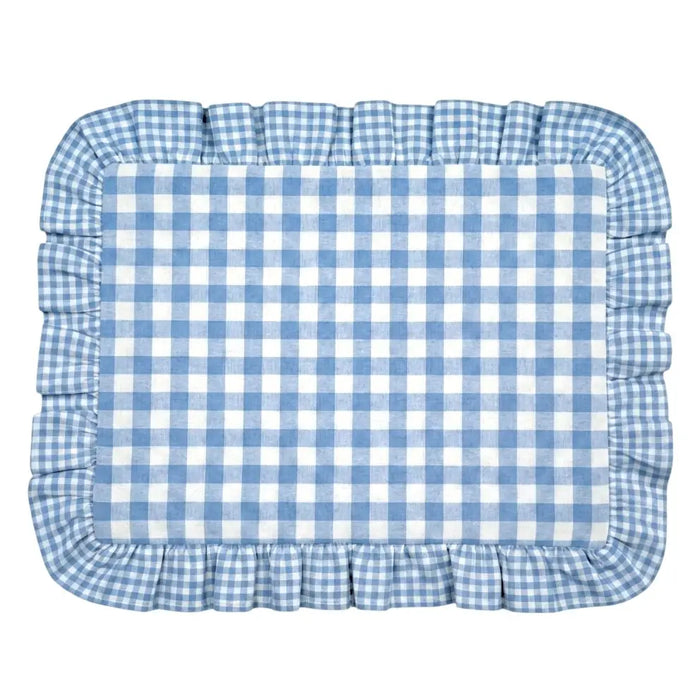 Tovaglietta Americana Vichy Azzurra con Balza
