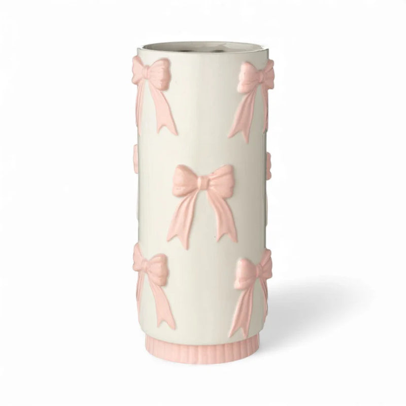 Vaso shabby chic in ceramica con fiocchi Arte di Nacchi
