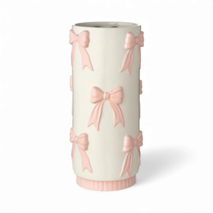 Vaso shabby chic in ceramica con fiocchi Arte di Nacchi