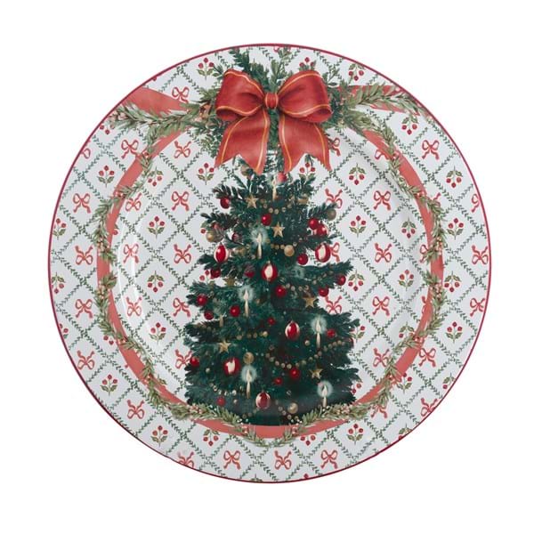 Piatto natalizio in latta smaltata  Favola di Natale Blanc Mariclò