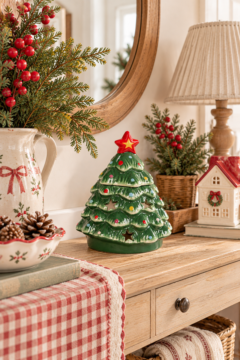 Bruciatore per Oli e Cere Albero di Natale Nostalgico H 16 cm