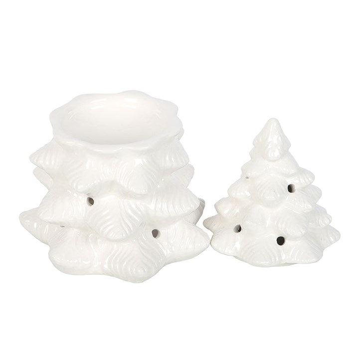 Bruciatore per oli e cere Albero di Natale Bianco H 18 cm
