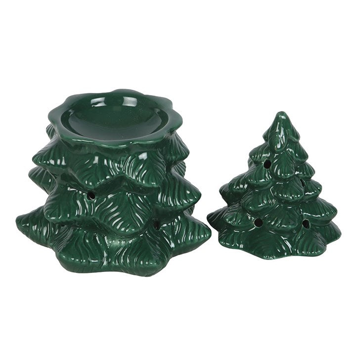 Bruciatore per Oli e Cere Albero di Natale Verde H 18 cm