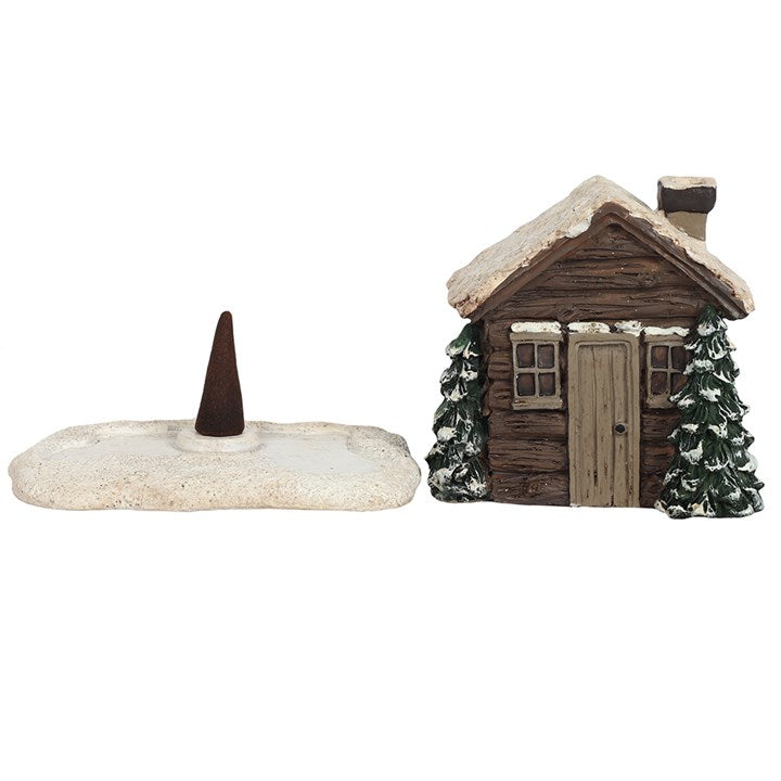 Bruciatore per Coni di Incenso Casetta Log Cabin H 10 cm