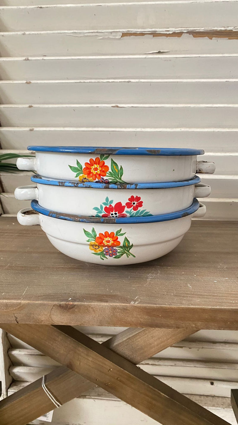 Ciotola piccola smaltata vintage fiorellini - Arredo Casa da Sogno