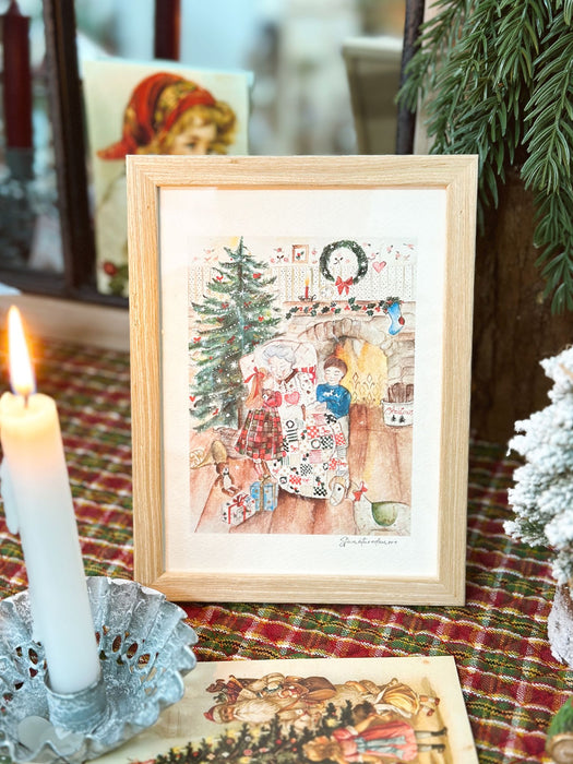 Cornice in legno con illustrazione ad acquerello - Racconti di Natale  -Limited edition