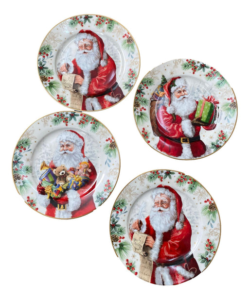 Set 4 piattini dessert in porcellana in scatola regalo 19cm SANTA IS COMING - Arredo Casa da Sogno