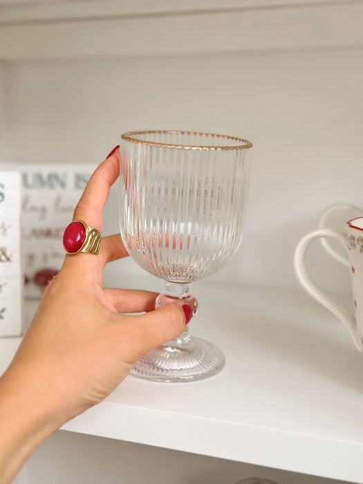 Set di 6 bicchieri in vetro con bordo oro