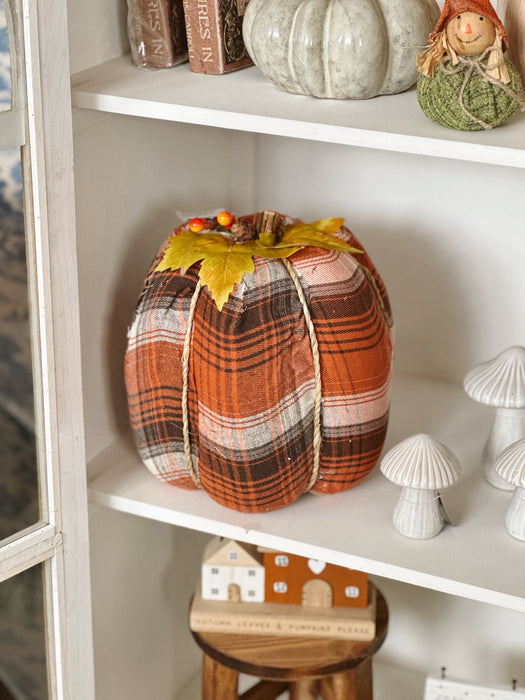 Zucca in tessuto decorativa a quadri D 23 cm