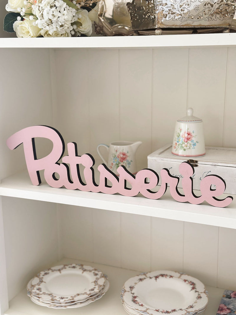 Pink wooden sign Patisserie