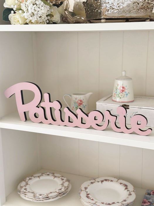 Scritta in legno rosa Patisserie
