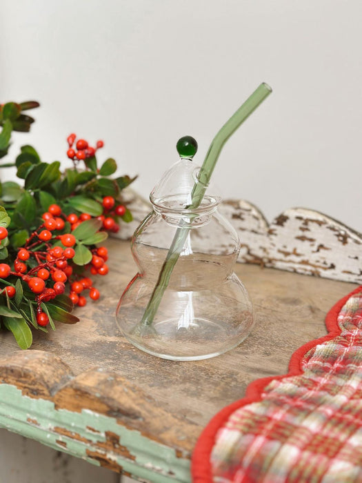 Bicchiere in vetro con cannuccia a forma di albero Boltze