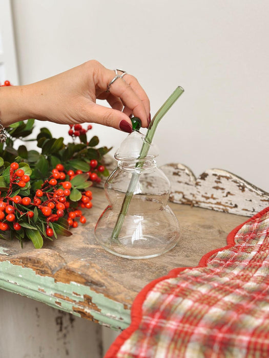 Bicchiere in vetro con cannuccia a forma di albero Boltze