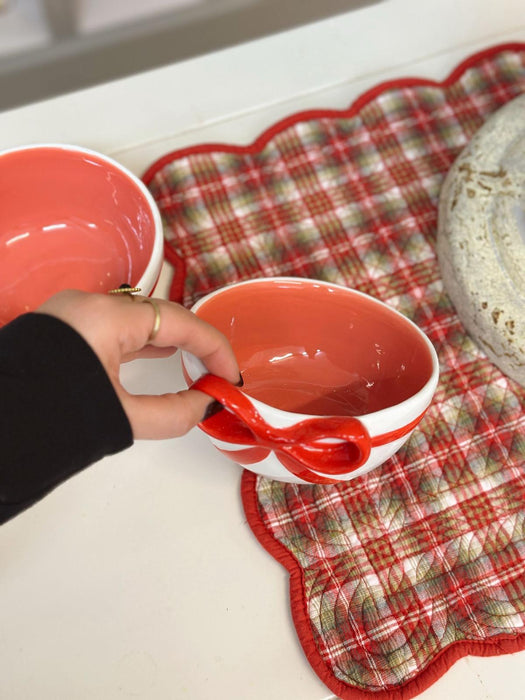 Ciotola Natalizia in Ceramica con Fiocco Rosso