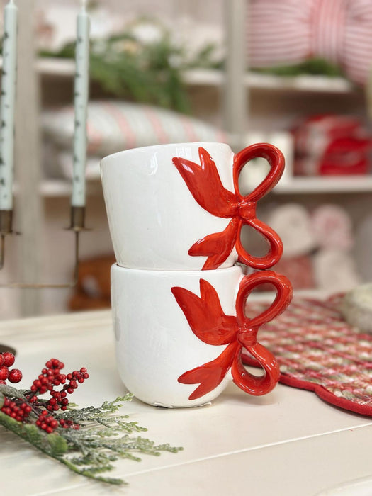 Tazza Natalizia in Dolomite con Fiocco Rosso