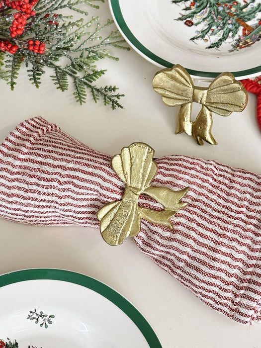 Portatovagliolo Natalizio a Forma di Fiocco Dorato