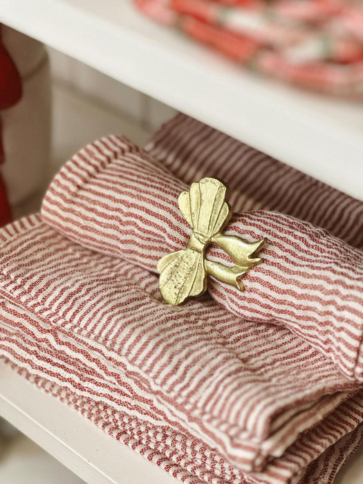 Portatovagliolo Natalizio a Forma di Fiocco Dorato