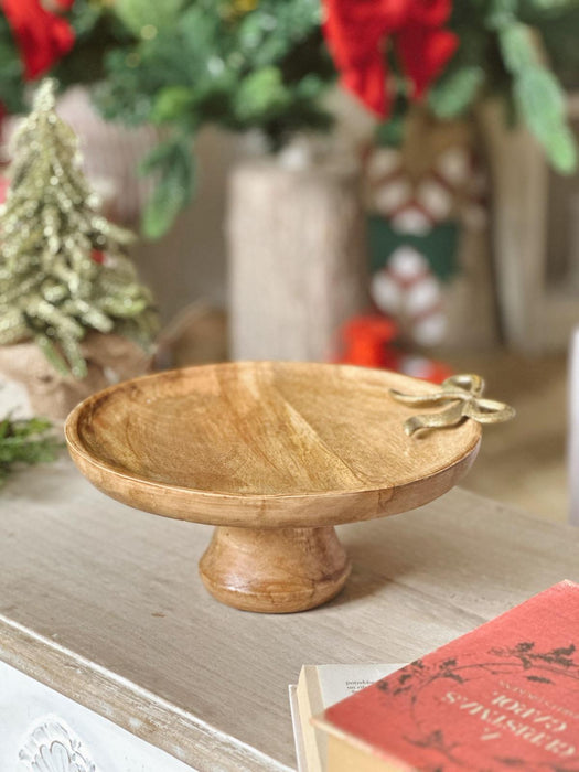 Alzatina in Legno di Mango con Fiocco Dorato
