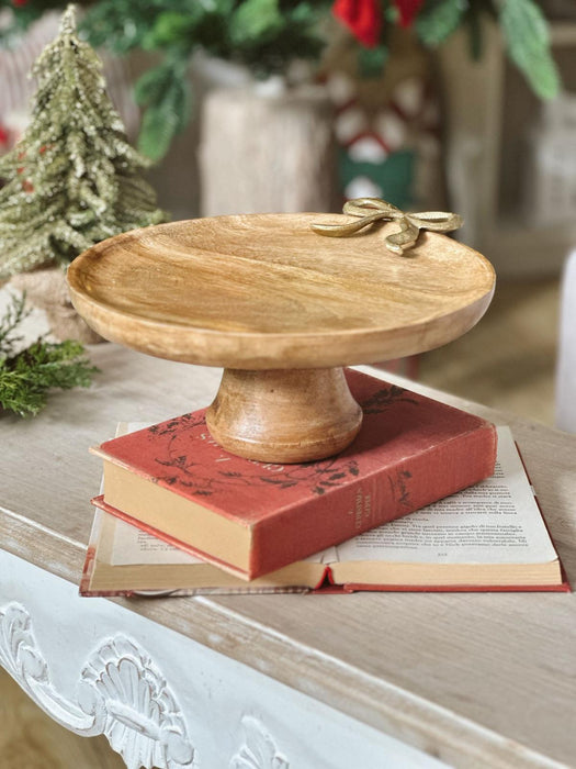 Alzatina in Legno di Mango con Fiocco Dorato