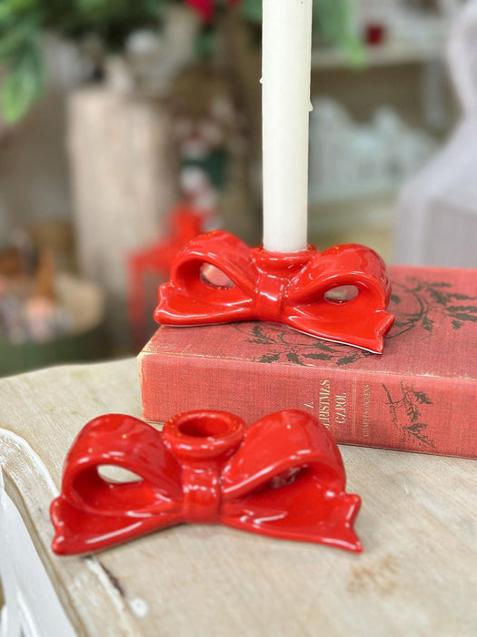 Portacandela Natalizio a Forma di Fiocco Rosso