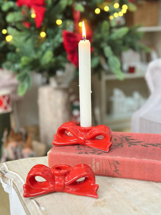 Portacandela Natalizio a Forma di Fiocco Rosso