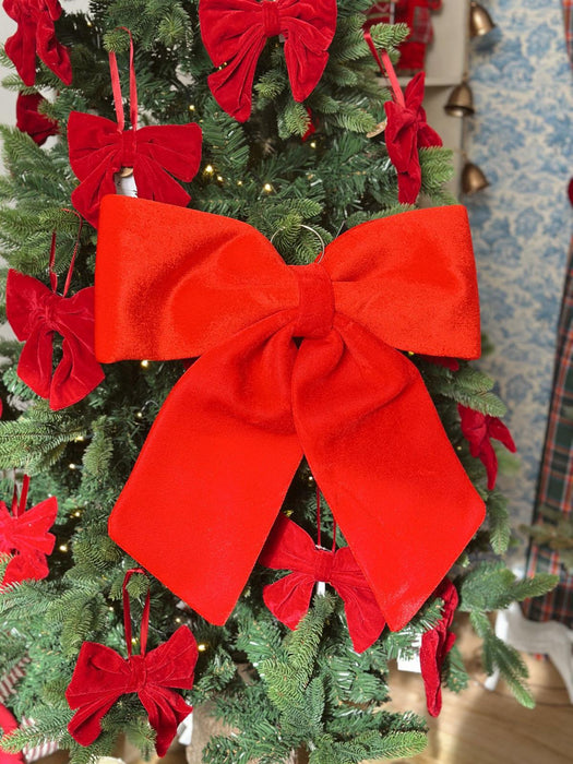 Fiocco Natalizio Rosso in Velluto con Gancio in Ferro – 48x52 cm