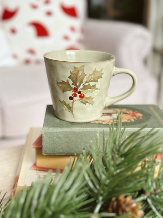 Tazza Natalizia in Ceramica con Agrifoglio