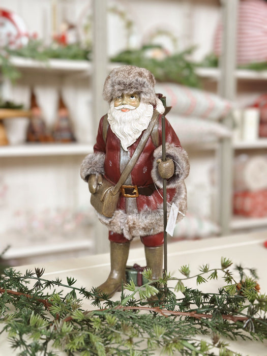 Babbo Natale in Resina con Cappello in Pelliccia – 15x14x30 cm