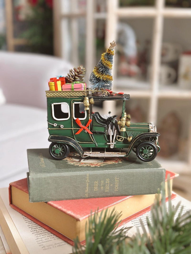 Macchina Natalizia Decorativa con Albero e Regali Verde